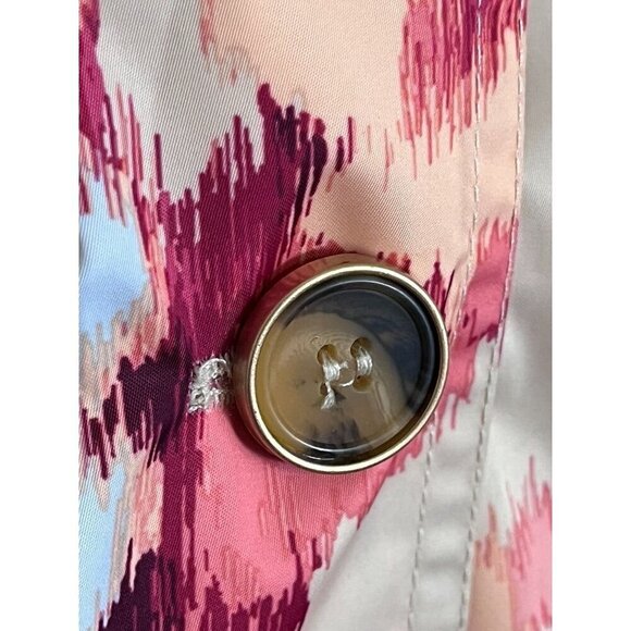 Chicos Jacket Women 2XL Pink Trench Raincoat Knee Length Tie Dye Neutral Artsy - Picture 7 of 15